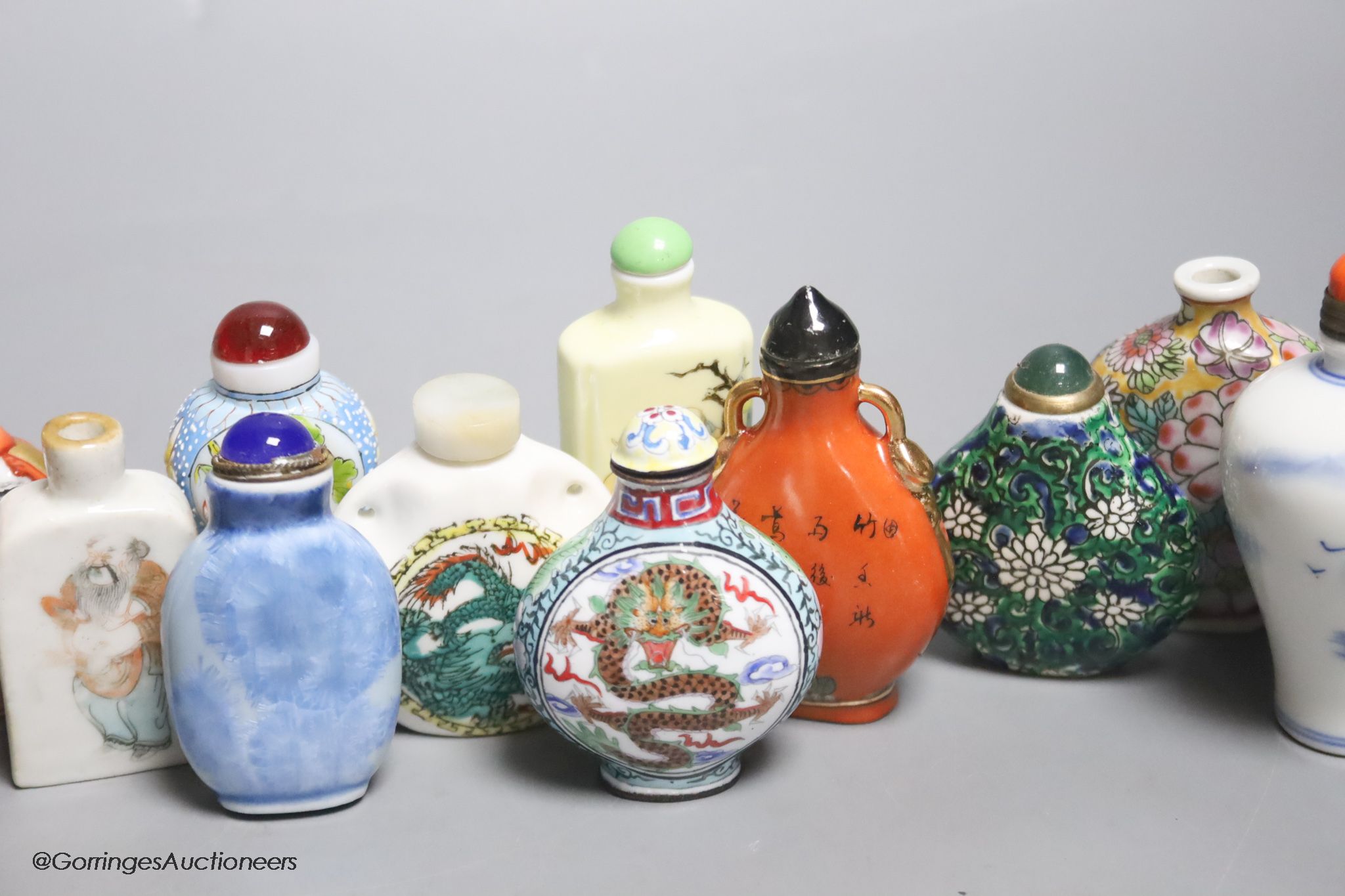 A collection of eighteen Chinese porcelain snuff bottles